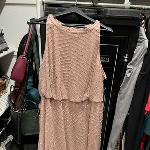 Adrianna Papell Blush Beaded Maxi Dress
